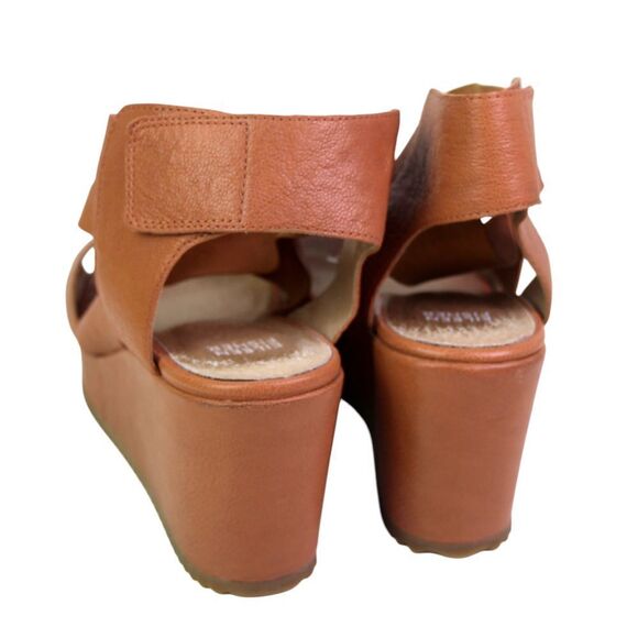 Eileen Fisher TAN BROWN REAL LEATHER PLATFORM OPEN TOE SANDALS SHOES Sz 8 1/2 - Picture 3 of 10